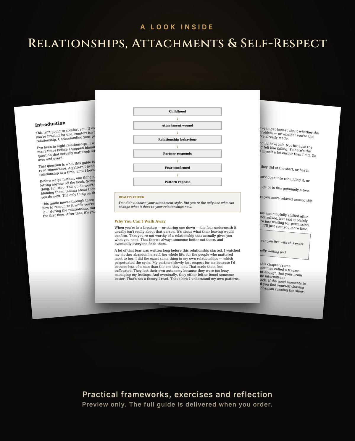A look inside Relationships, Attachments and Self-Respect: the introduction, the attachment pattern map and should you stay or leave, preview only