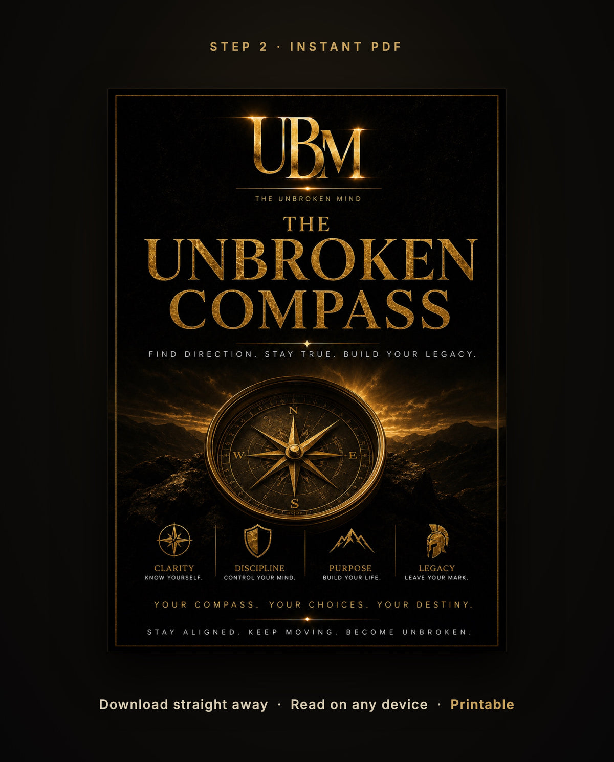 Cover of The Unbroken Compass, Step 2, an instant PDF you can download straight away, read on any device and print